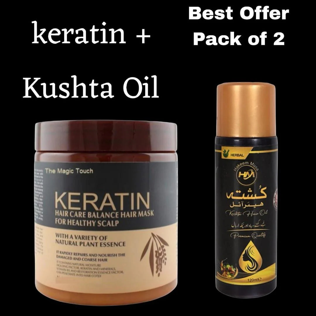 Buy 1 Get 1 free Keratin Hair Mask+Kushta Oil of Hakeem Musa Pack of 2